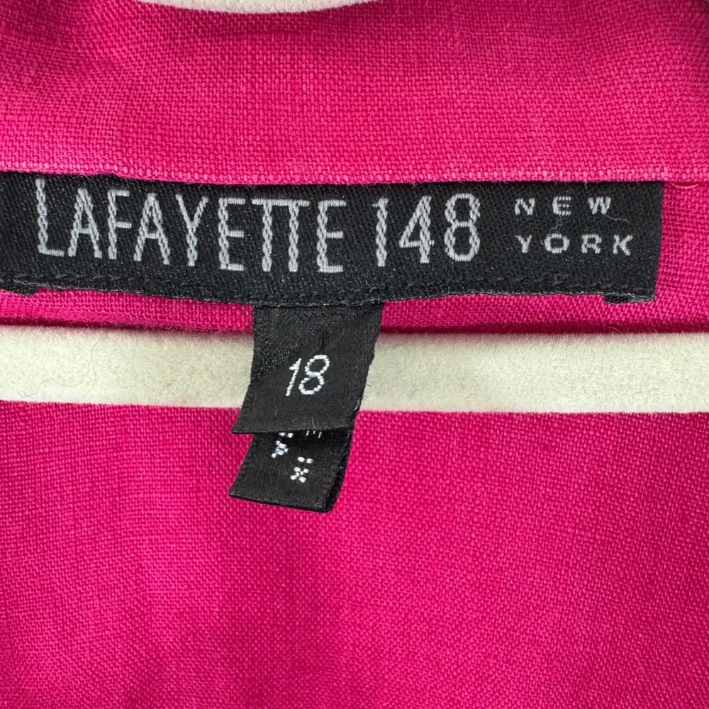 Lafayette 148 New York Linen‎ Button Up Shirt 3/4 Sleeve Pink Blouse Top - Picture 4 of 11